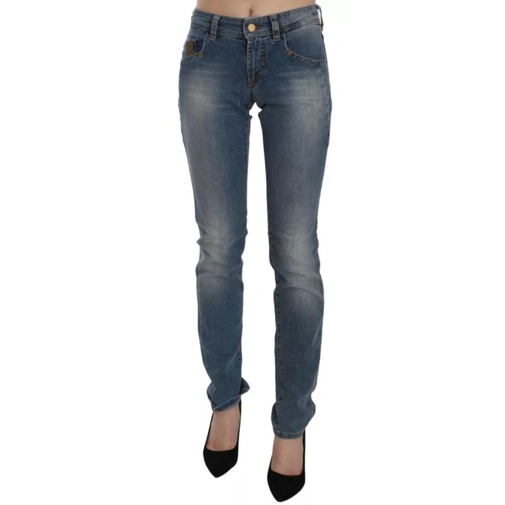 John Galliano Blue Washed Mid Waist Skinny Casual Denim Women's Pants
